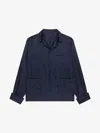 Givenchy Pyjamas Shirt In Shiny Monogram 72 Jacquard In Bleu Fonce