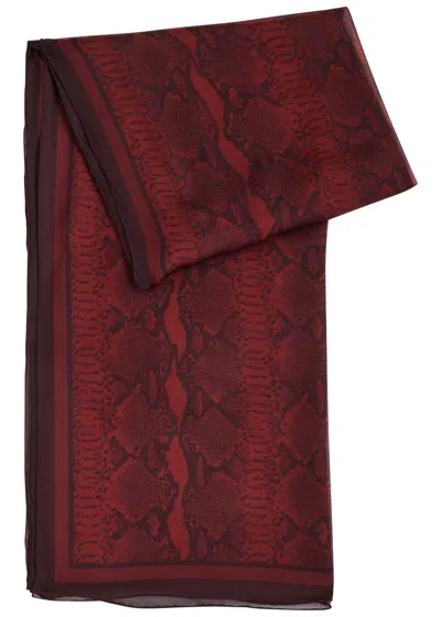 Givenchy Python-print Silk-chiffon Scarf In Burgundy
