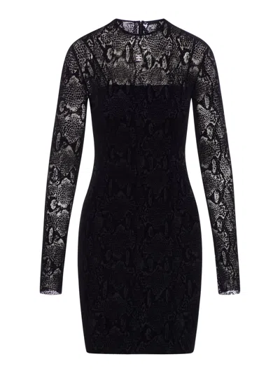 Givenchy Dress In Python Print Tulle With 4g Detail In Black