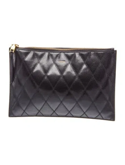 Pre-owned Givenchy Quilted Clutch In Black