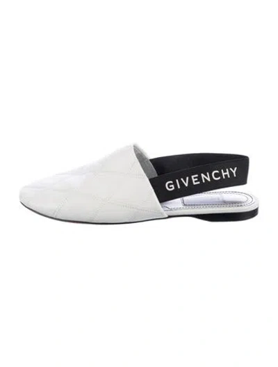 Pre-owned Givenchy Quilted Pattern Leather Mules In White