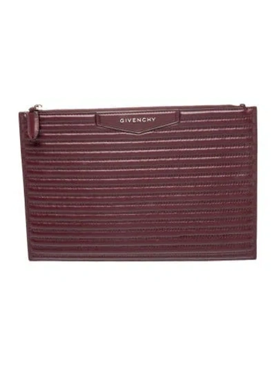 Pre-owned Givenchy Quilted Portfolio In Burgundy