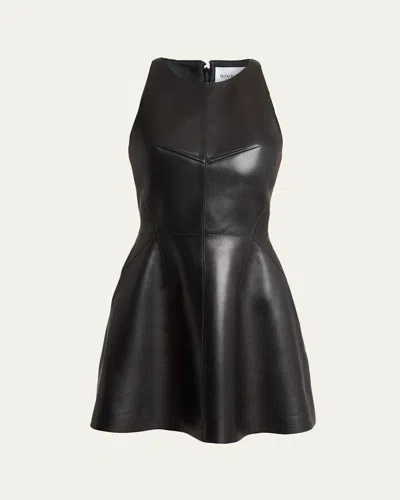 Givenchy Racerback Mini Leather Dress In Black