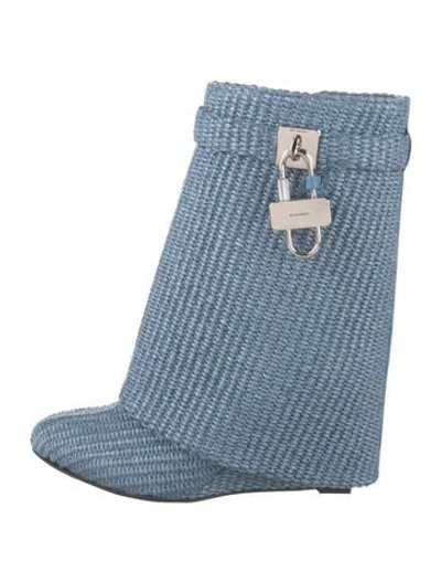 Pre-owned Givenchy Raffia Boots In Blue