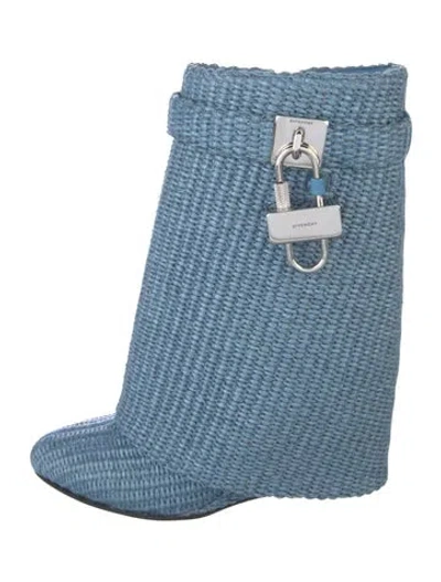 Pre-owned Givenchy Raffia Boots W/ Tags In Blue