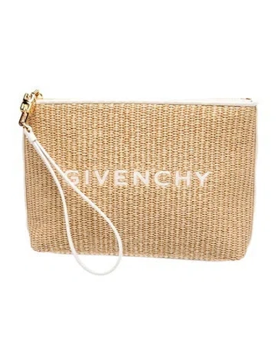 Pre-owned Givenchy Raffia Clutch In Neutral