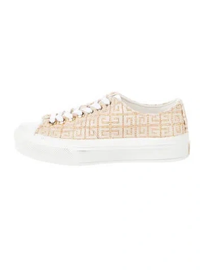Pre-owned Givenchy Raffia Printed Sneakers In Neutral