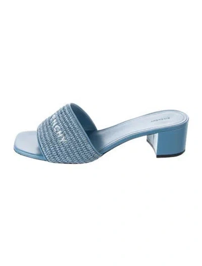 Pre-owned Givenchy Raffia Slides In Blue