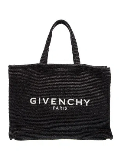 Pre-owned Givenchy Raffia Top Handle Bag In Black