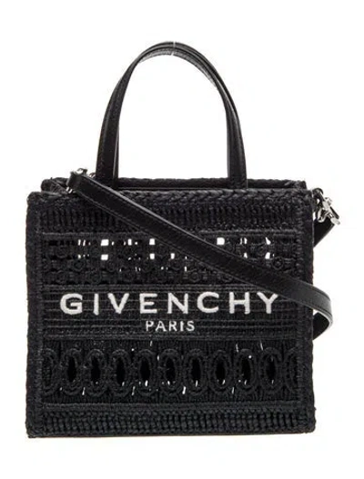 Pre-owned Givenchy Raffia Top Handle Bag In Black
