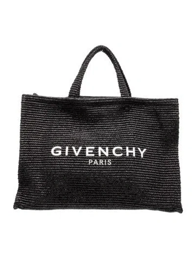 Pre-owned Givenchy Raffia Tote In Black