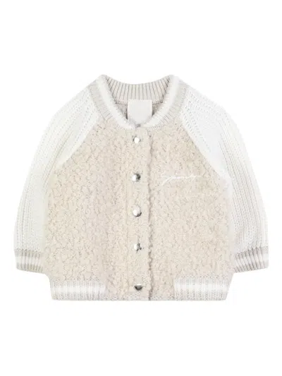Givenchy Babies' Raglan-sleeve Fleece-textured Cardigan In White