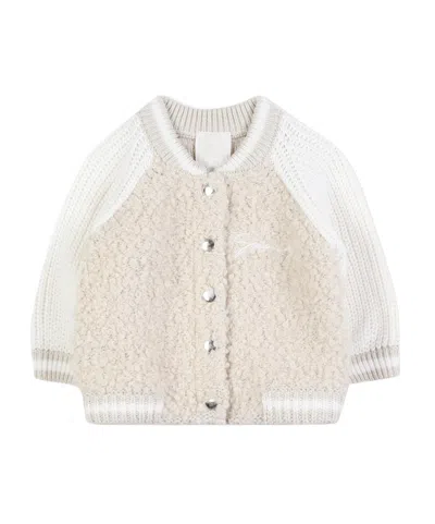 Givenchy Raglan-sleeve Fleece-textured Cardigan In White