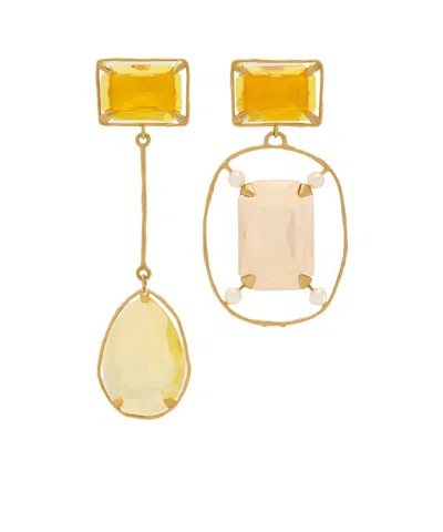 Givenchy Rainbow Drop Asymmetric Earrings In Metal And Crystals In Pink