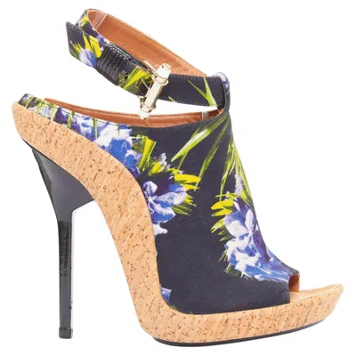 Pre-owned Givenchy Rare  Riccardo Tisci Runway Purple Floral Canvas Cork High Heels Eu38