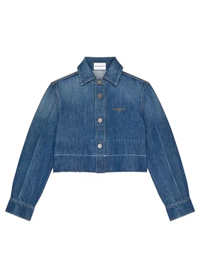 Givenchy Raw Edge Denim Shirt In Blue