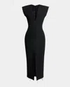 Givenchy Raw-edge Structured Sleeveless Midi Dress In Black