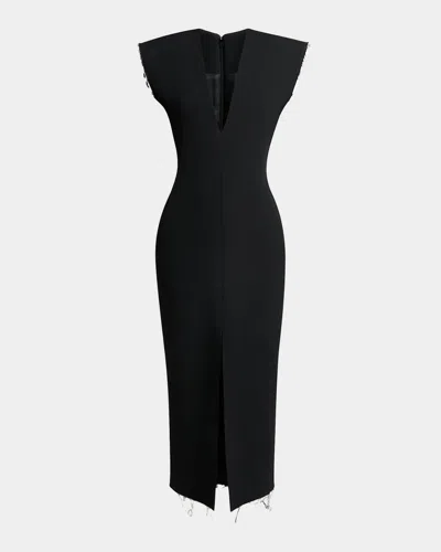 GIVENCHY RAW-EDGE STRUCTURED SLEEVELESS MIDI DRESS