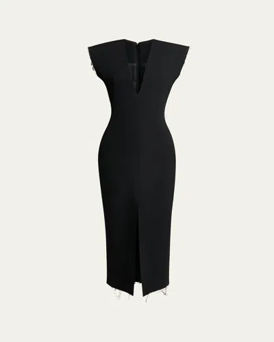 GIVENCHY RAW-EDGE STRUCTURED SLEEVELESS MIDI DRESS