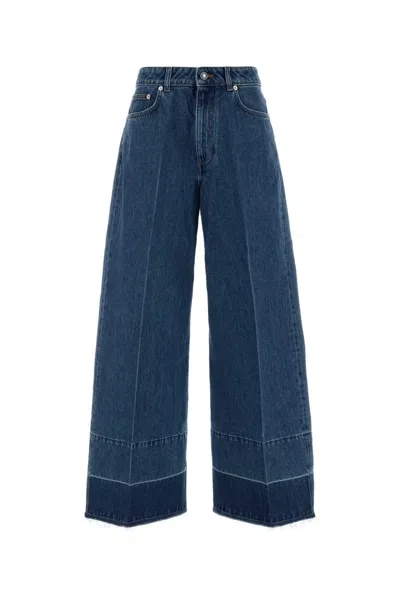 Givenchy Raw Edge Wide Leg Denim Trousers In Purple