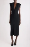 Givenchy Raw Edge Wool Blend Crepe Sheath Dress In Black