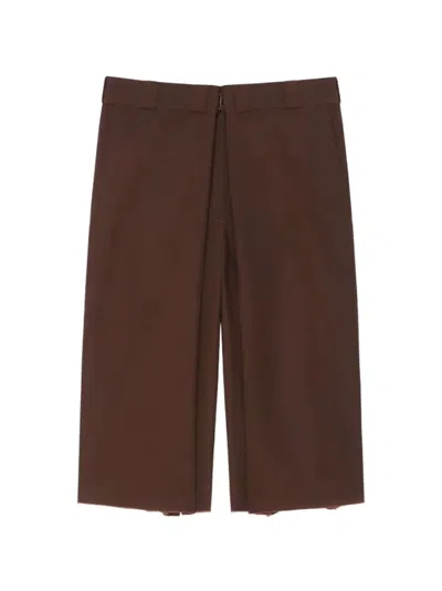 Givenchy Raw-hem Wide-leg Bermuda Shorts In Brown