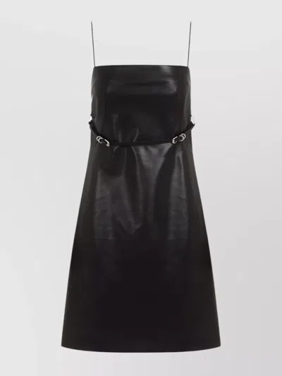 Givenchy Leather Sleeveless Belted Mini Dress In Black
