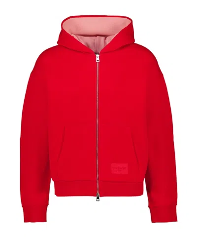 Givenchy Red And Pink Couture Seam Zip Hooded Sweatshirt