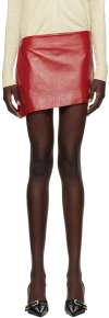 Givenchy Red Asymmetric Leather Miniskirt In 600-red