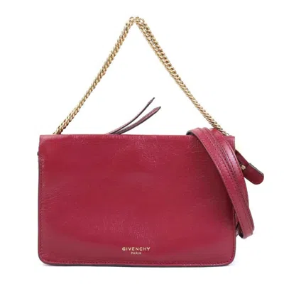 Pre-owned Givenchy Red Color Wine Leather Suede Shoulder Bag ()