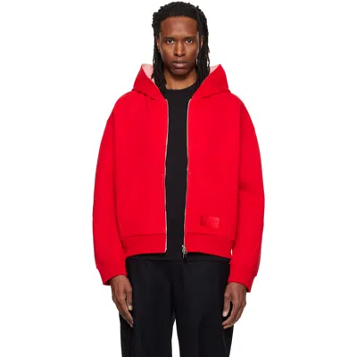 Givenchy Red Couture Seam Zipped Hoodie In Red/pink