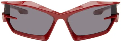 Givenchy Red Giv Cut Sunglasses In Shiny Red / Smoke