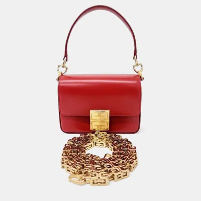 Pre-owned Givenchy Red Leather 4g Chain Small Bag