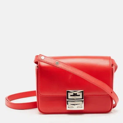 Pre-owned Givenchy Red Leather Mini 4g Crossbody Bag