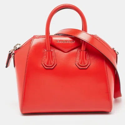 Pre-owned Givenchy Red Leather Mini Antigona Satchel