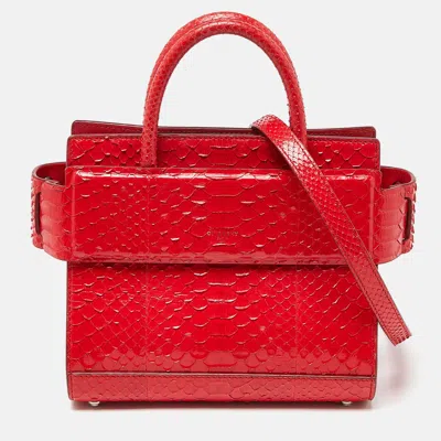 Pre-owned Givenchy Red Python Mini Horizon Tote