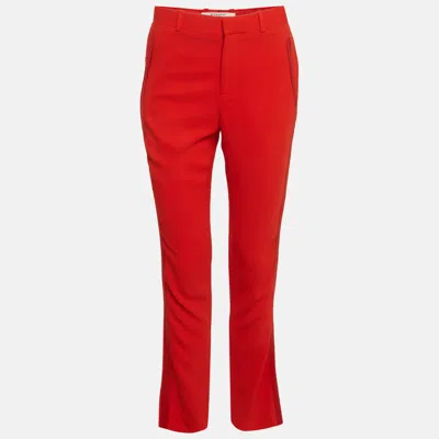 Pre-owned Givenchy Red Satin Trim Crepe Trousers S