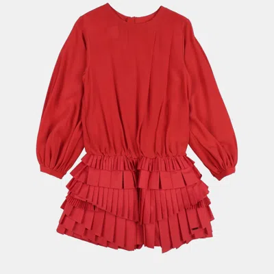 Pre-owned Givenchy Red Silk Pleated Dress Size 8y