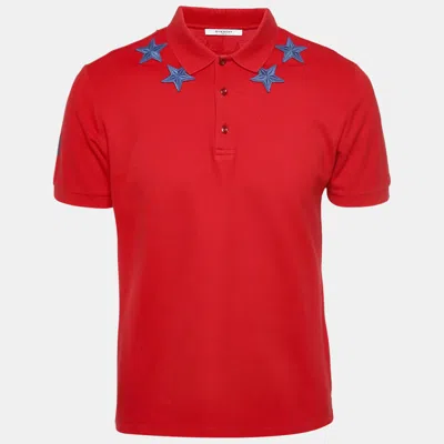 Pre-owned Givenchy Red Star Applique Cotton Pique T-shirt M