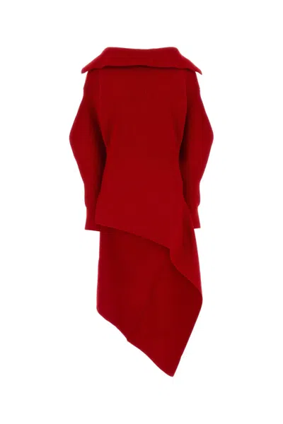Givenchy Red Stretch Wool Blend Sweater Dress In Animal Print