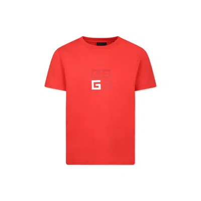 Givenchy Kids' Red T-shirt For Boy With 4g Motif