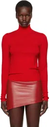Givenchy Red Wool Draped Open Back Turtleneck In 640-vermillon