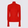 Givenchy Slim Fit Sweater In Wool With Draped Open Back In Red