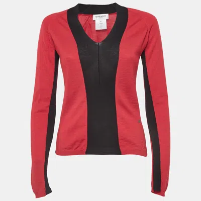Pre-owned Givenchy Red/black Jersey Colorblock Sweatshirt S