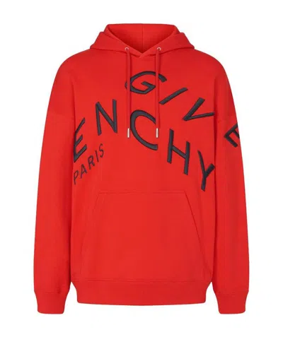 Givenchy Refracted Logo Embroidery Hoodie In Red