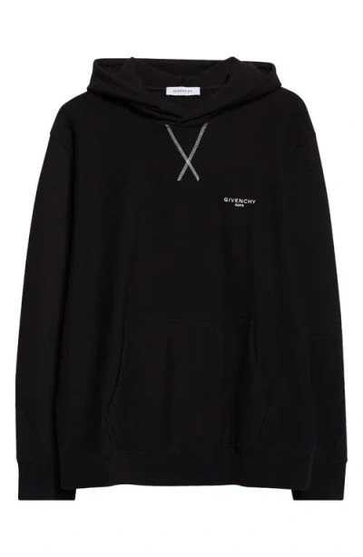 Givenchy Couture Seam Fleece Hoodie With Paris Embroidery Clothing In Black