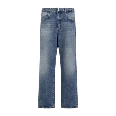 Givenchy Logo Plaque Straight-leg Jeans In Blue