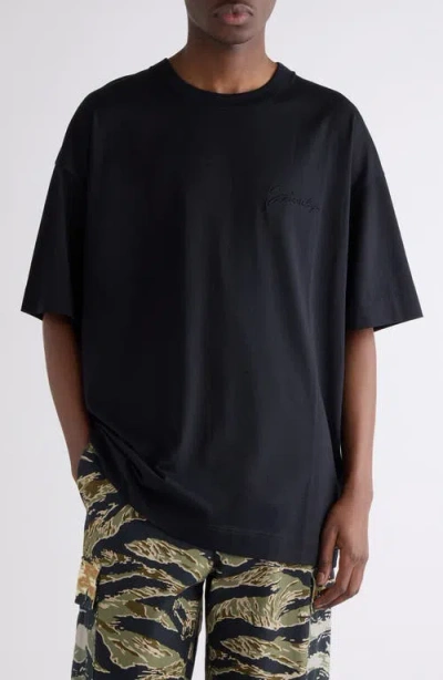 Givenchy Regular Fit Logo Embroidered T-shirt In Black