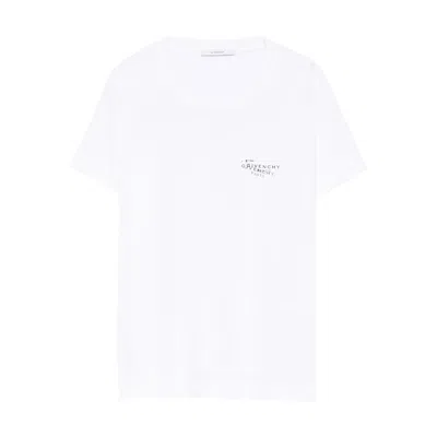 Givenchy White Crew Neck T-shirt With Logo On Front And Back In Cotton Woman In Gray