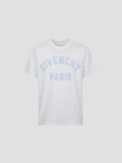 Givenchy Reguther Fit T-shirt With Stylish Lettering In White/light Blue